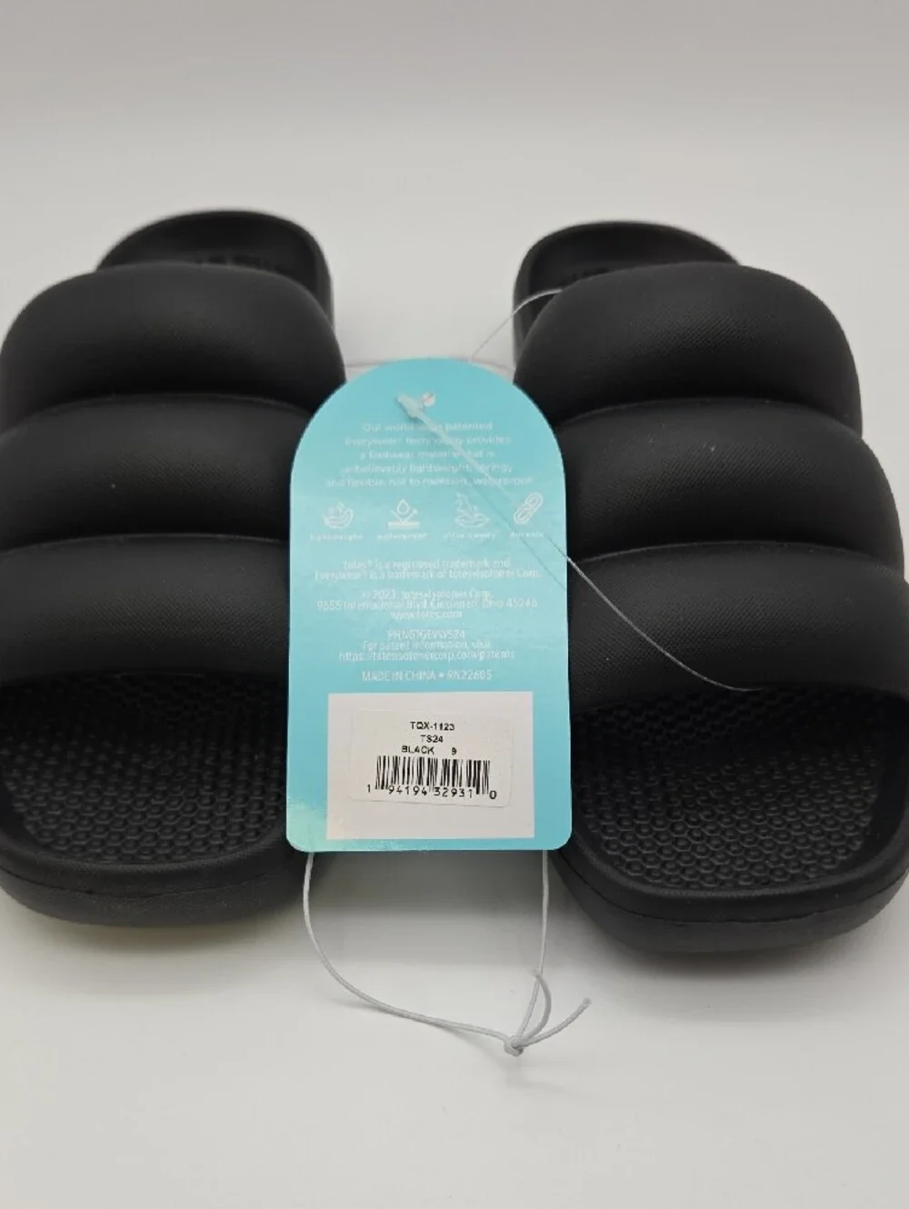 totes Kids Padded Black Slide Sandals